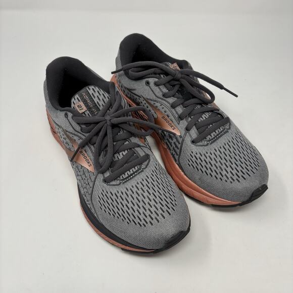 Brooks Womens 8 B-Med Adrenaline-21 Charcoal & Plum Running Shoes - Picture 1 of 7